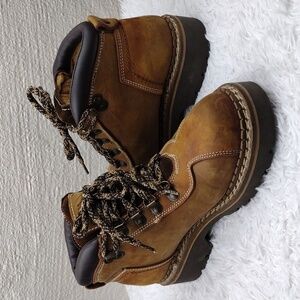 Colorado Brown Leather Round Toe Lace Up Low Rugged Heel Hiking Ankle Boot